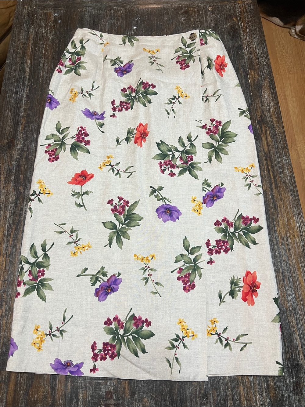 Vintage Linen Blend Skirt - Floral - Made in USA Mark, Fore & Strike